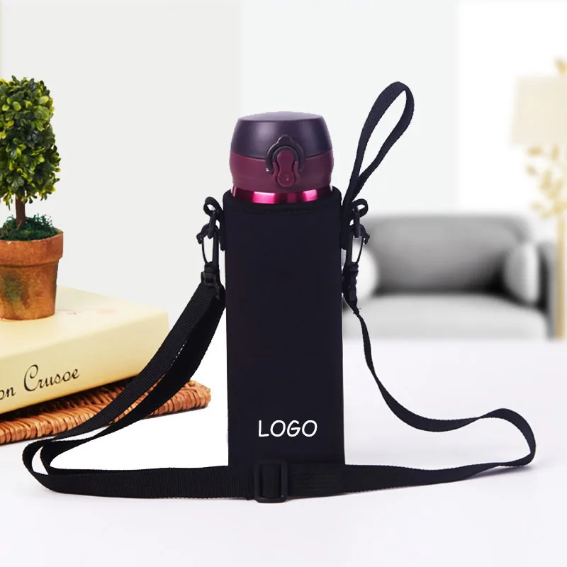 Customized OEM Neoprene Bottle Holder Carrier Bag with Shoulder Strap Water Bottle Pouch Sleeve