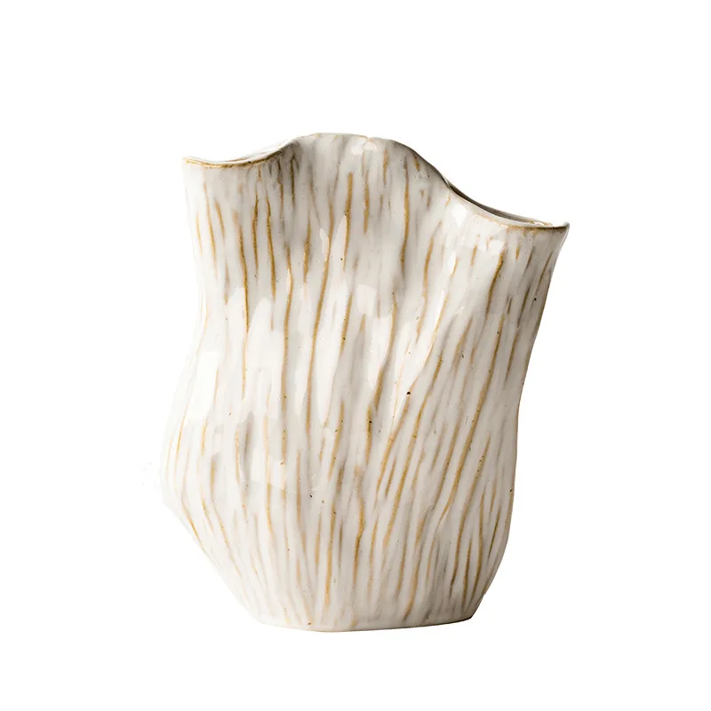 Creative  two holes ceramic vase white and simple for home decoration