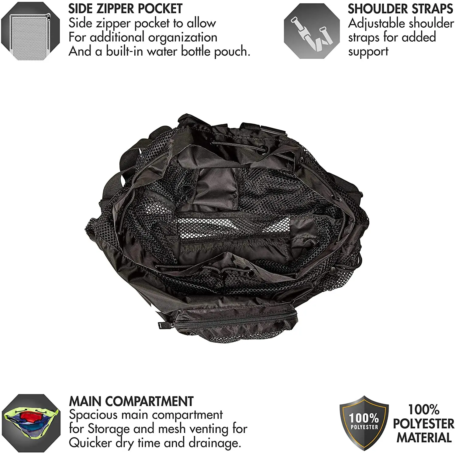 Drawstring outdoor sports training GYM mesh bag backpack wet and dry swimming gear backpack