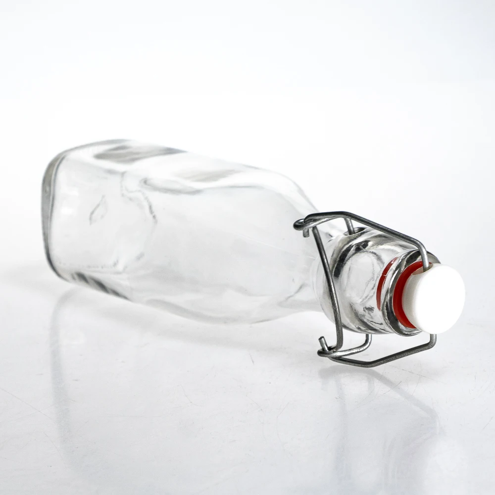 Custom Design Swing Top Liquid Bottle 250ml 500ml 1000ml Beverage Square Glass Beer Bottle