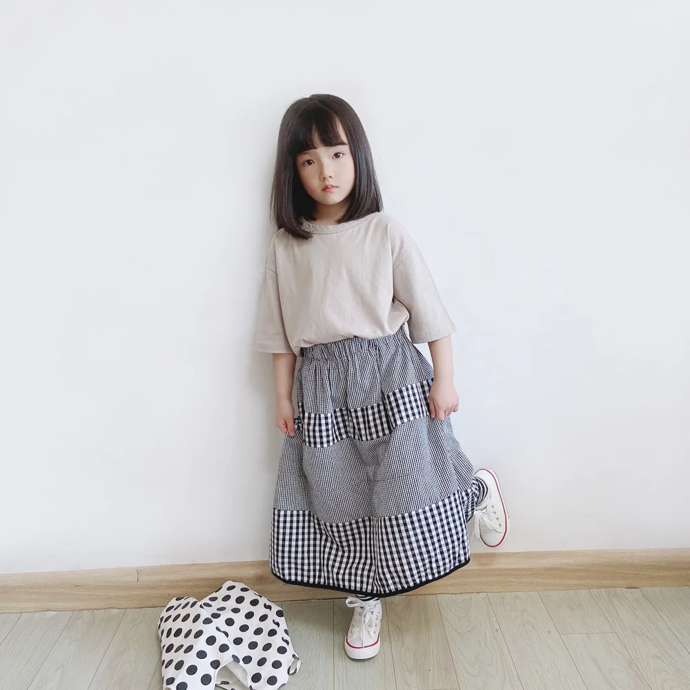 Wholesale 2024 Summer Long Skirt Checkered For Children Girls