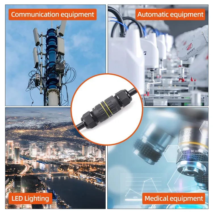 Weichat IP68 Outdoor M25 450V Round Pin Wiring Light Cable Waterproof Connector