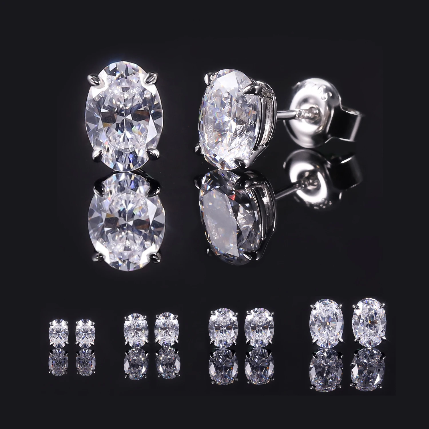 Abiding Jewelry Factory Custom 9K 10K 14K 18K Solid Gold 4 Prongs IGI Certified Different Carats Oval Lab Grown Diamond Earrings