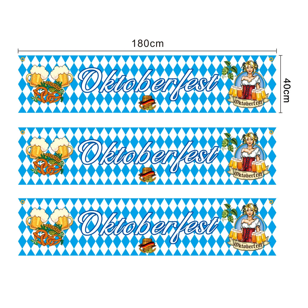 Germany Munich Oktoberfest Blue And White Checkered Tablecloth Triangulated Flag Bavarian Flag Hanging Flag