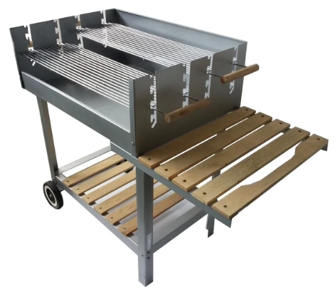 Party Big size Wood Side Shelf  Square Trolley Charcoal Grill