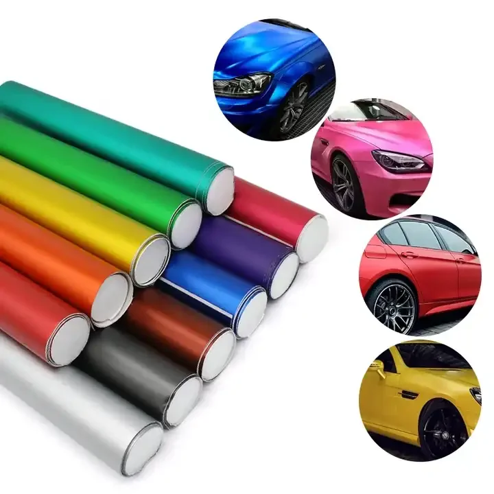 Polyvinyl chloride material matte chrome metal color multi-color automotive packaging vinyl roll stickers automotive color film