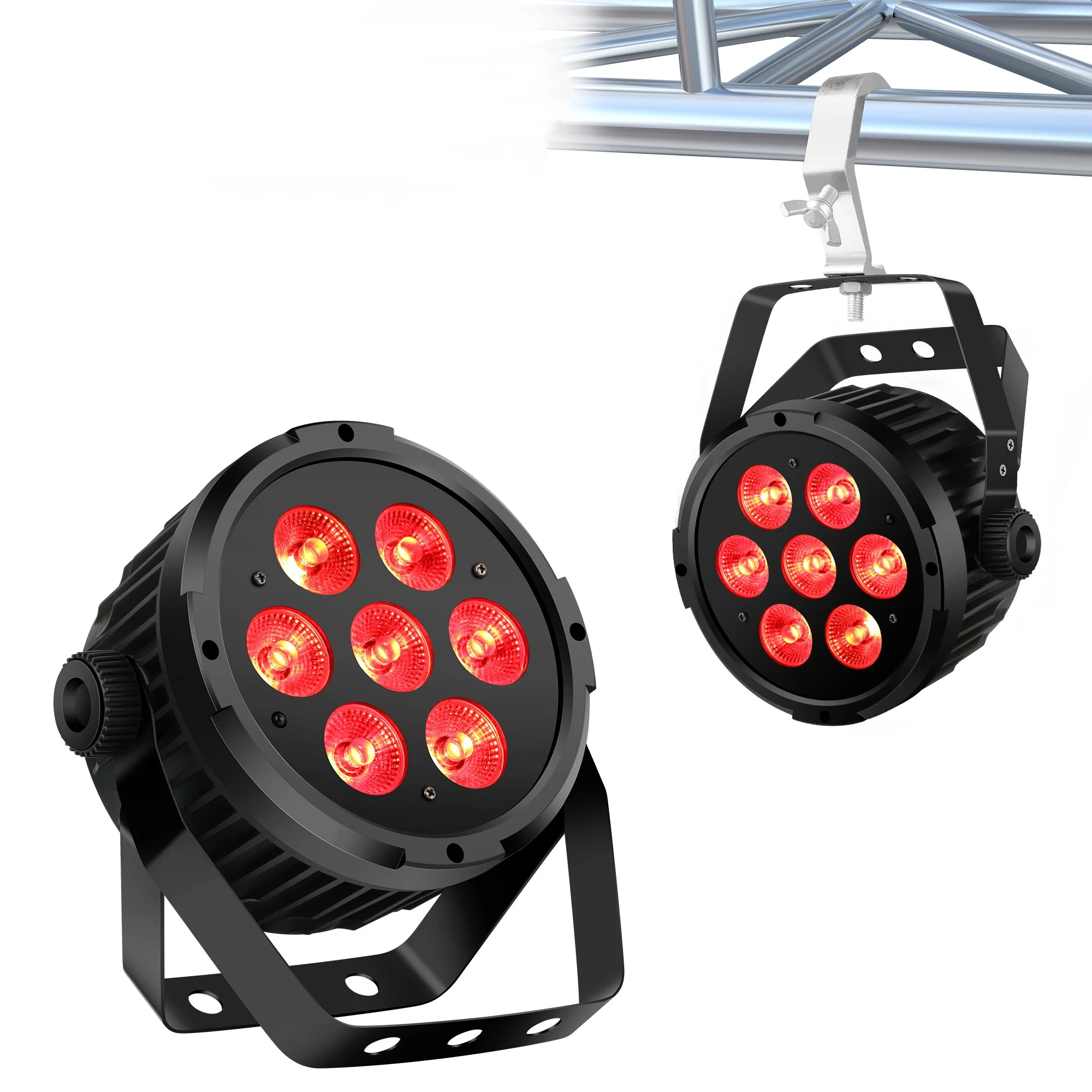 7x8W Small Dj Equipment DMX Rgbaw Rgbw Colorful Light Disco Flat Par LED