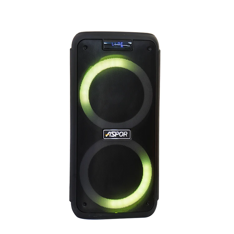 
ASPOR Newest Nice Design Good Sound Quality With LED Light And Two Microphone Wireless Stage Speaker 