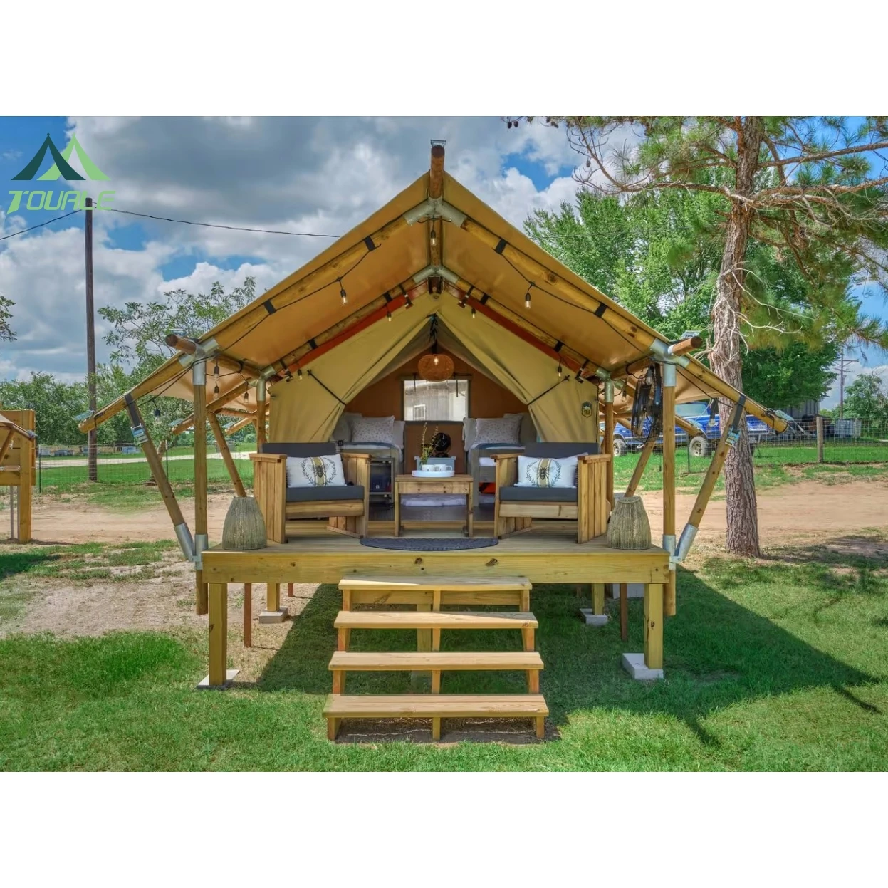 Outdoor Vacation Glamping Camp Eco Recreation Canvas Canopy Safari Hotel Tent House