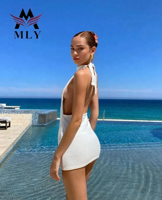 custom Breathable Halter&Lace up backless bodysuit short swimdress