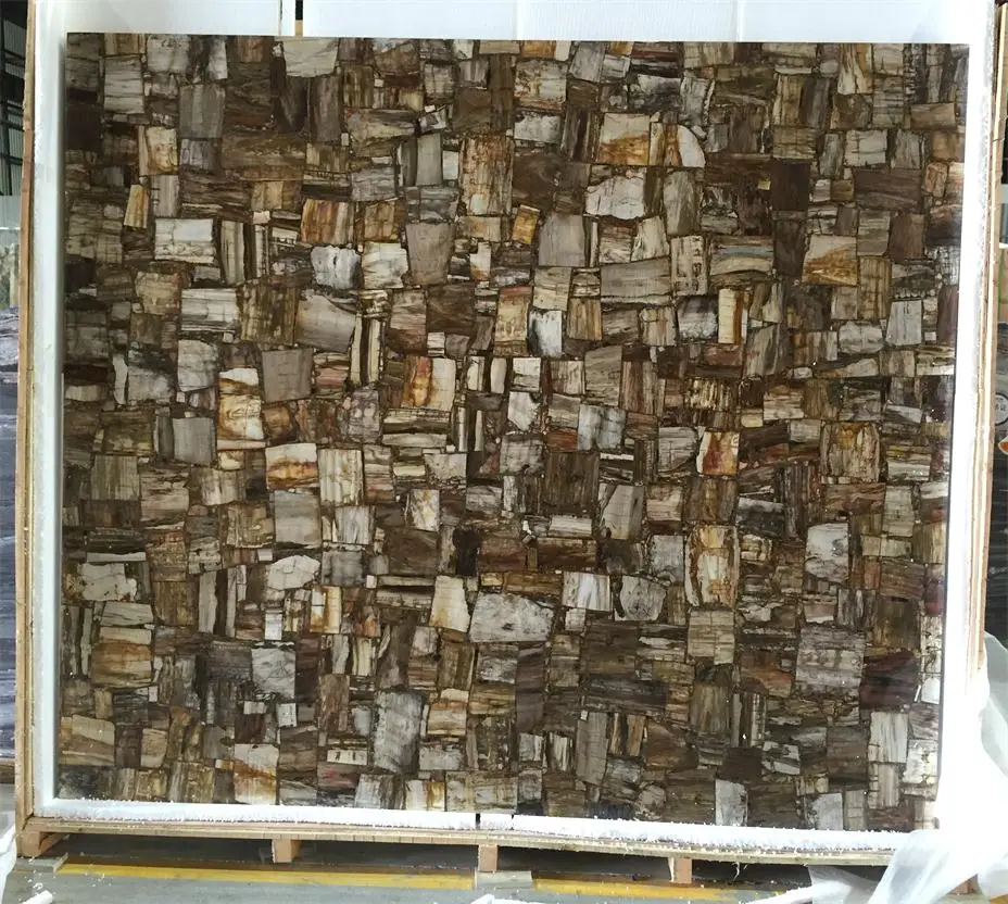 Natural Fossil Luxury Brown Fossil Wood Agate Stone Semiprecious Petrified Stones Slab For Wall And Table