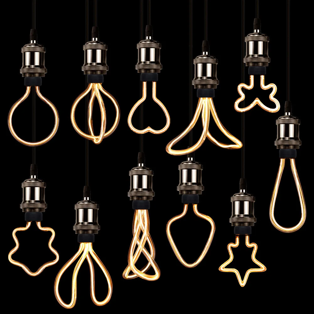 New shapes flexible filament linear light bulb retro soft LED filament creative line LED bulb
