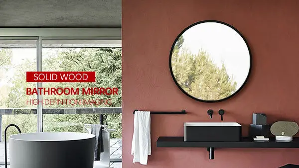 Hot Sale Medium Round Aluminum Frame Mirror Solid Wood Framed Bathroom Mirrors