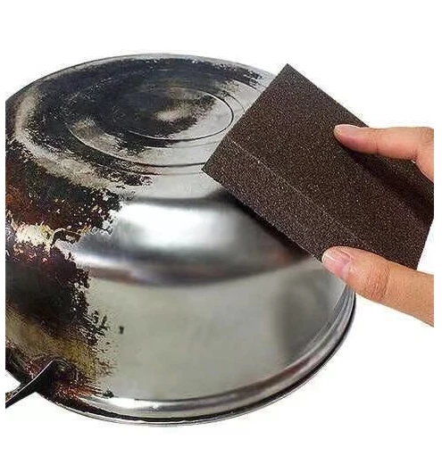 Emery sponge to remove rust clean sanding block to wipe the bottom of the pot dust brush pot ware kitchen household pot brush