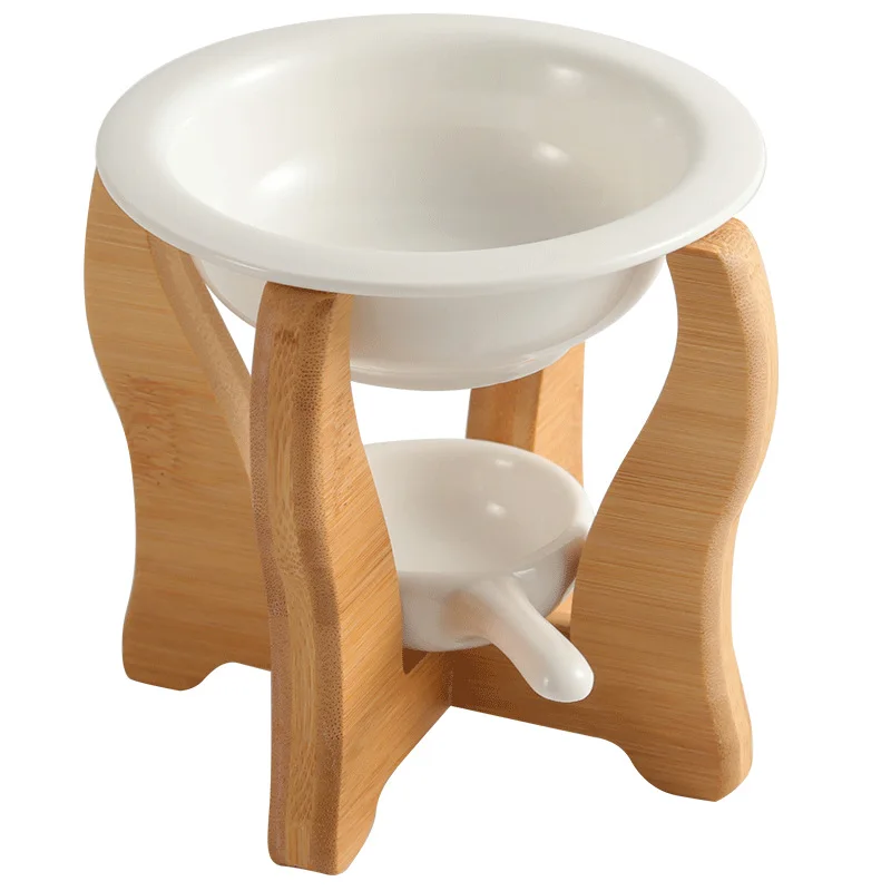 New Custom ceramic candle tealight wax melt essential oil aroma burner incense perfume   fragrance lamp with wood stand wholesa