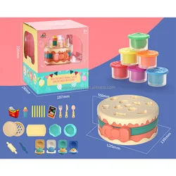 2022 new educational toy cake playdough/slime kits pretend play diy birthday gift playdough for kids