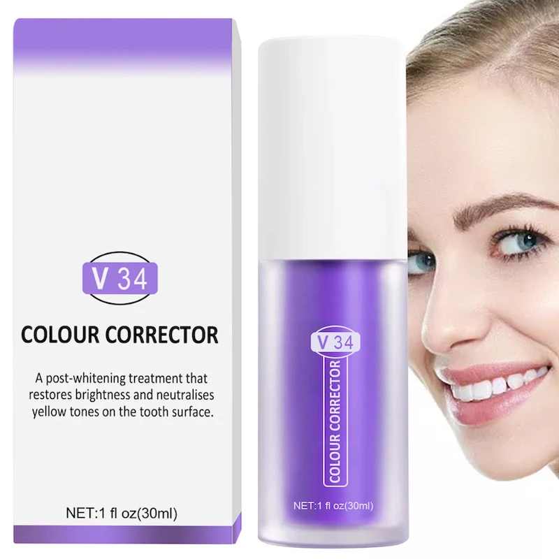Teeth Whitening V34 Colour Corrector Purple Toothpaste Stain Removal