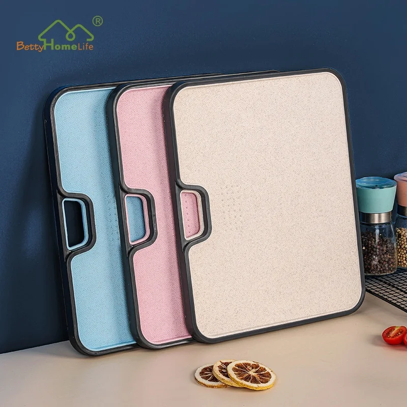 Double Side Cutting Board for Kitchen Non Slip Dishwasher Safe BPA Free Wheat Straw Colorful Chopping for Meat and Vegetables