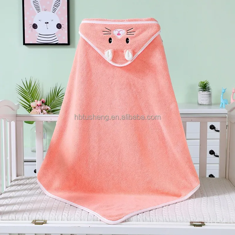 Best Quality Coral Fleece baby hooded towel Super Absorbent baby hooded bath towel