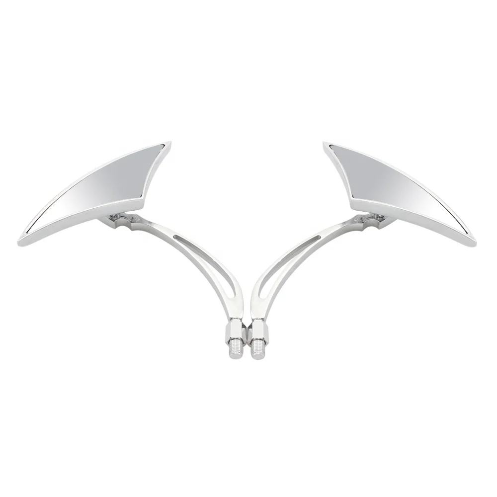 Triangle Custom Rearview Mirrors Black Chrome For Harley Touring Cruiser Chopper Bobber Motorcycle Universal Blind Spot Mirror