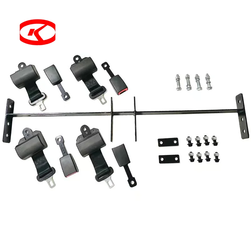 Universal golf cart retractable seat belts and bars combo easy installing for Club Car, Yamaha, EZGO Golf Cart