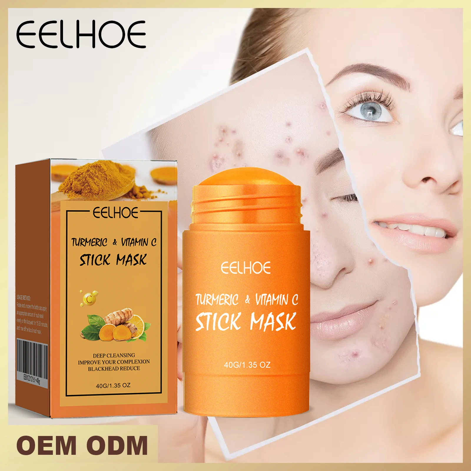 EELHOE Turmeric Stick Mask Acne Care Turmeric Face Mask Natural Turmeric Vitamin C Mask