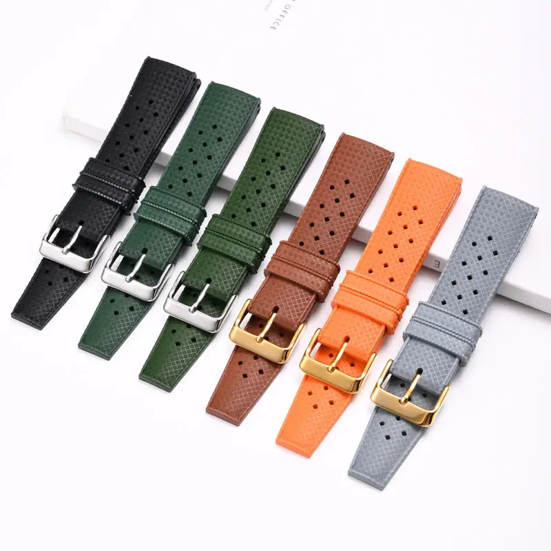 Best seller Tropical strap FKM rubber watch bands waterproof sport diving wristband bracelet 18mm 20mm 22mm