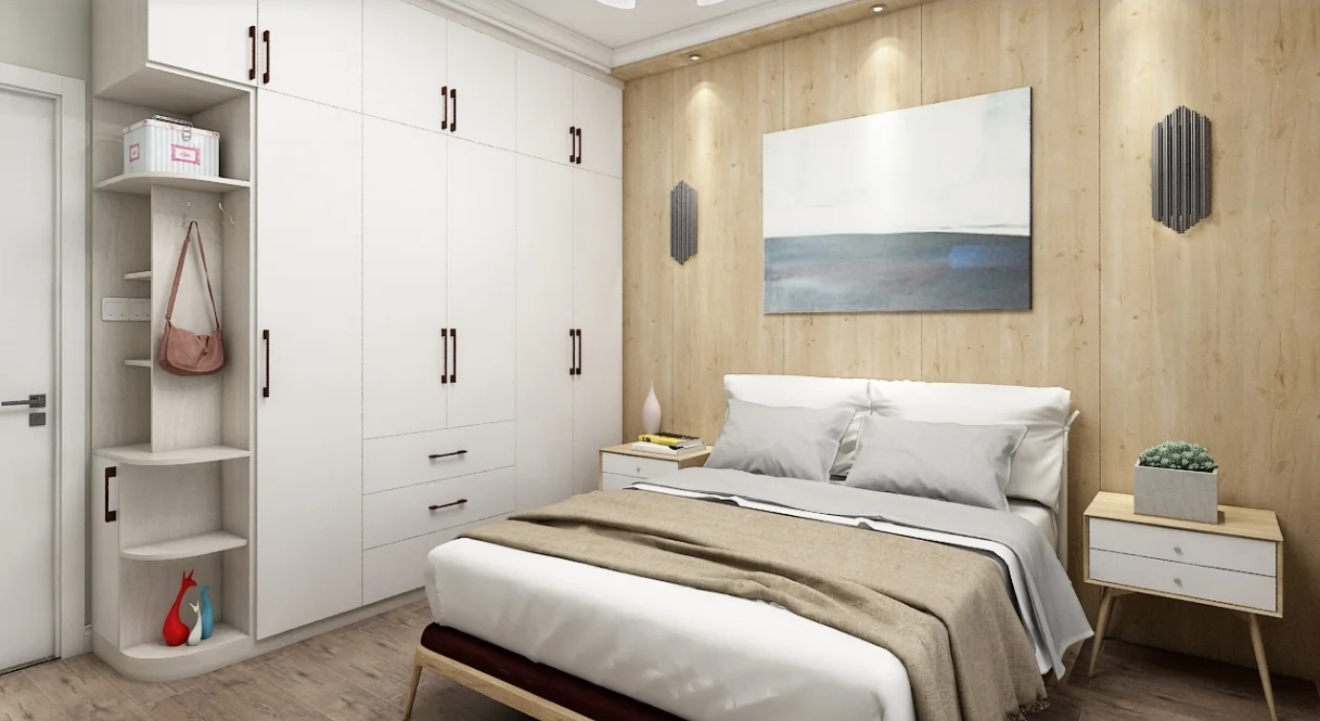 Grey Mini wardrobe bedroom furniture open wardrobe modern 6 door wooden wardrobe