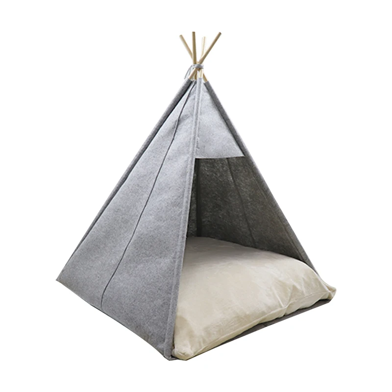 Portable Pet Teepee with Cushion for Dogs and Cats Puppies House with Bed Pet Tent Bed Indoor Outdoor