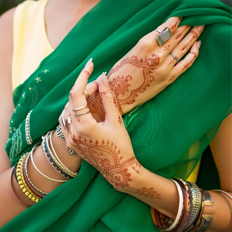 New Designs Henna Tattoo Stickers Women Red Brown Henna Temporary Tattoo Sticker