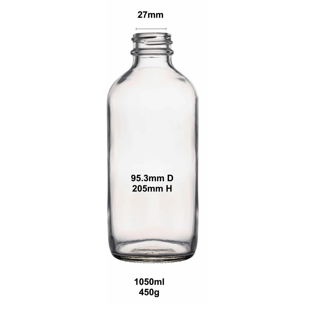 Berlin Packaging Food Grade Boston Round Frosted Amber Beverage Bottle Customized Logo 34oz Glass Orange Juice Milk Bottle