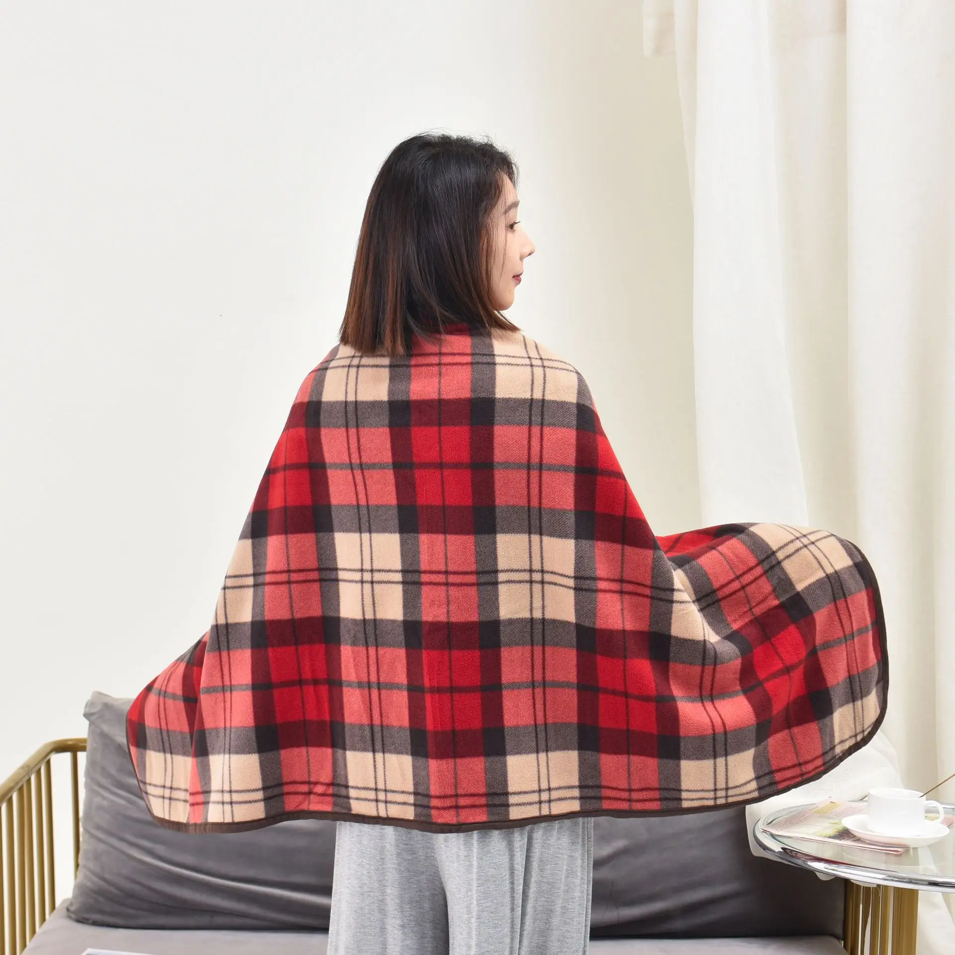 Wholesale Low Moq Autumn Winter Plaid Super Soft Thickened Office Nap Cape Blanket Scarf Shawl