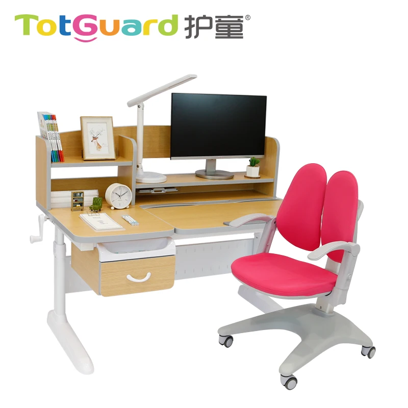 
new design 95cm wood ergonomic study table chair for children 