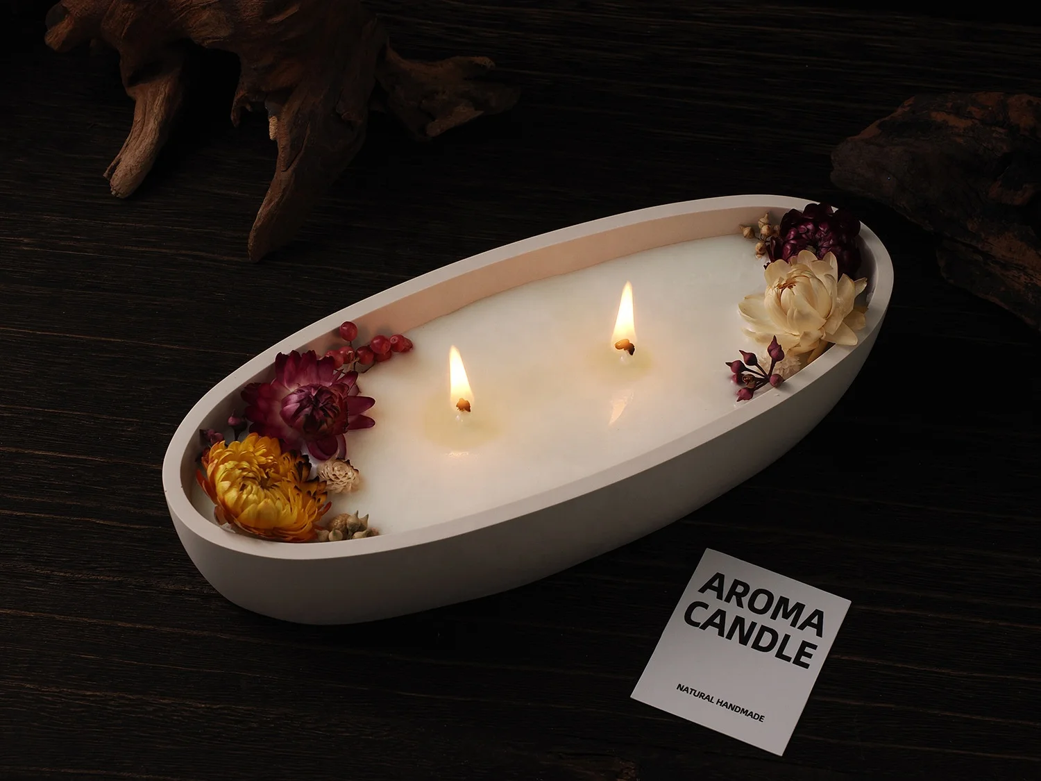 CARATTE Boat Shape Succulent Plant Pot Silicone Mold Oval Tray Cement Candle Vessel Mold for Art Crafts