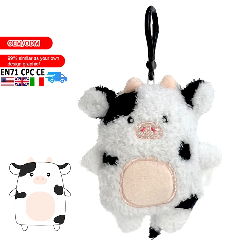 Custom CPC Square Purple Cat Keychain Creative Super Soft Mini Keyring Plushie Fluffy Stuffed Animal Plush Toy For Handbag Charm