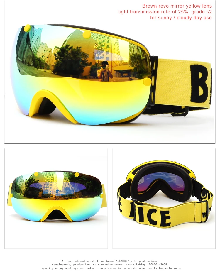 BE NICE Mix Color Full UV Protection Spherical Ski Snow Goggles SNOW - 2301