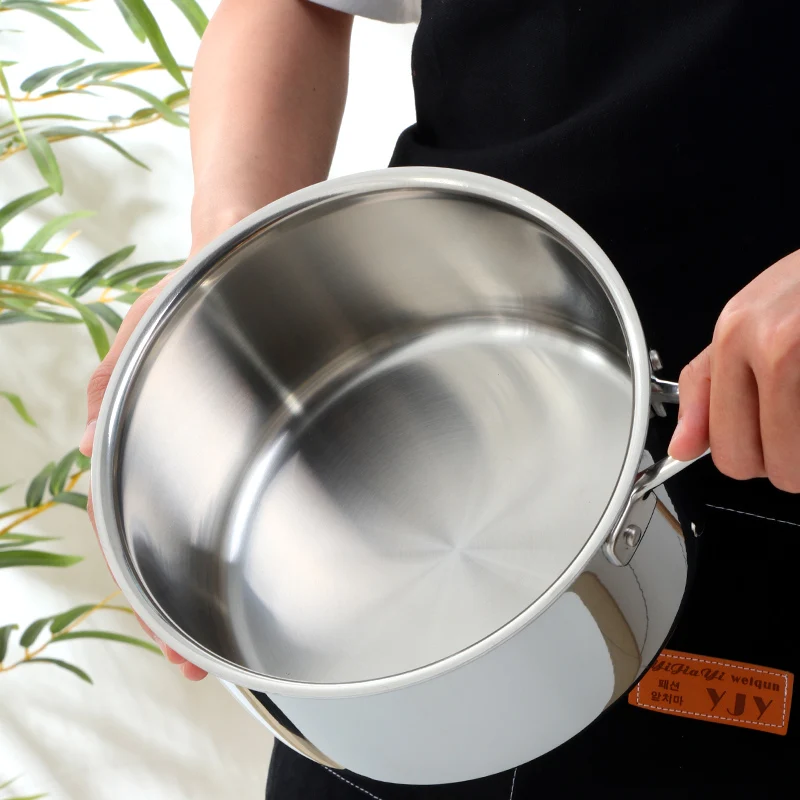 New Design 4 Colors Metal Soup Mike Cooking Pan Stainless Steel Titanium Boiling Pot with Lid