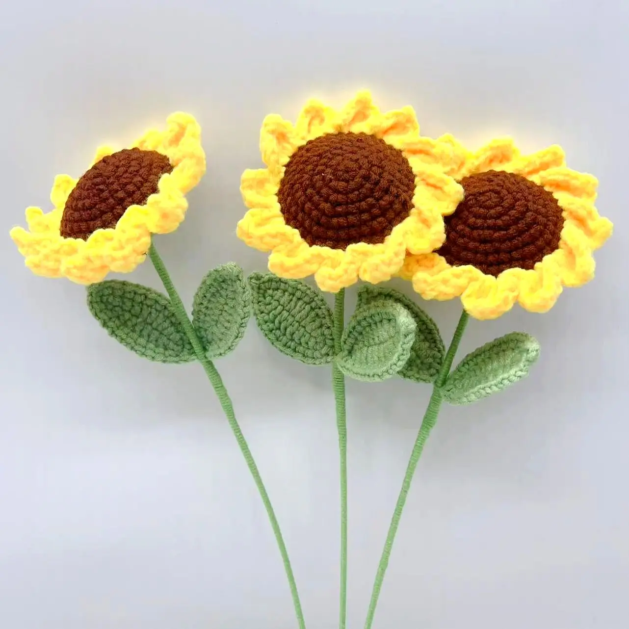 handmade Knitted Crochet Sunflower of the Artificial Flowers holiday gift Hand crocheted flower bouquet wool immortal flower