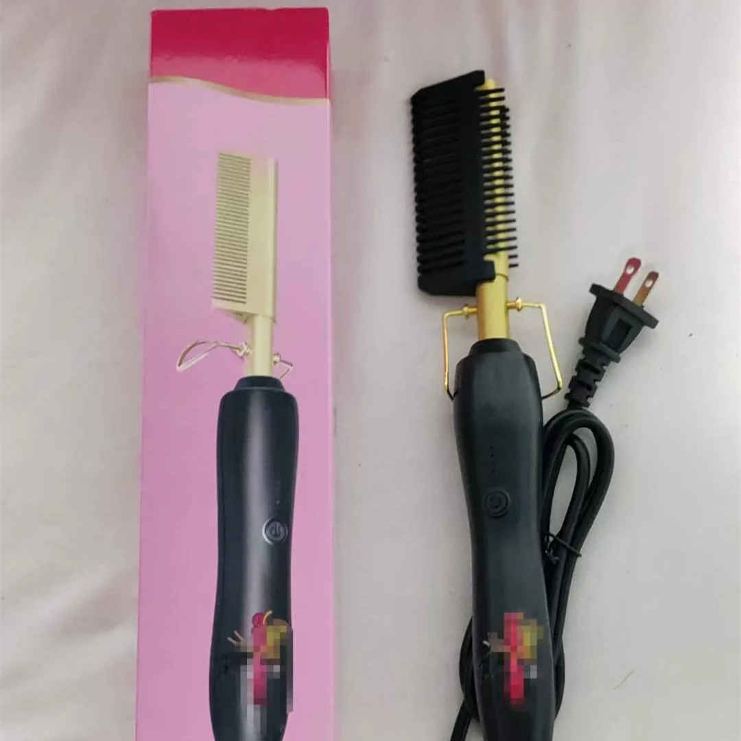 High Quality Electric Hot copper Hair curling Comb Hair Straightening Brush Comb Heat Pressing hot Comb