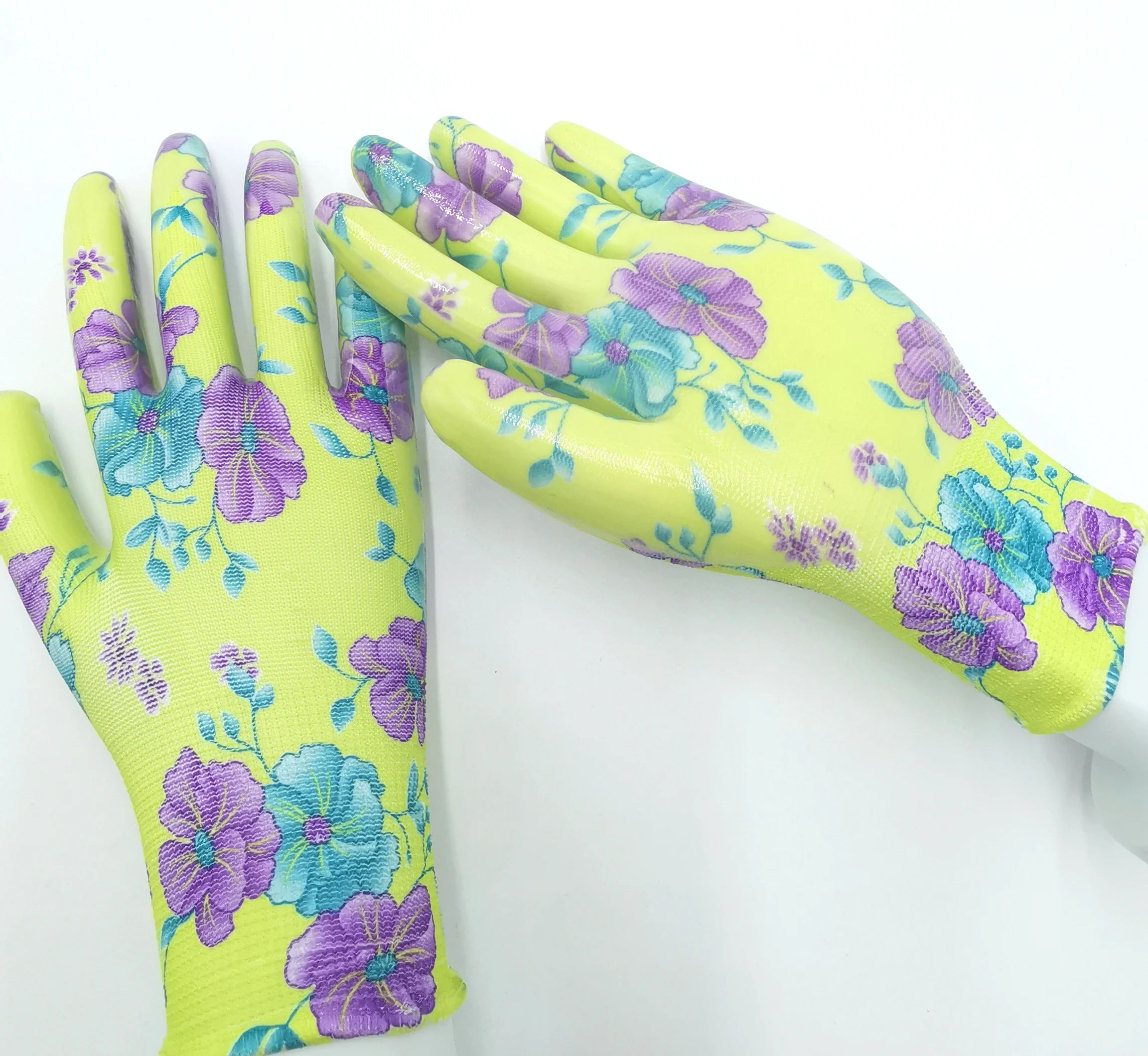 Перчатки guantes фабричные нейлоновые перчатки с покрытием ладони из нитрила 13 калибра для использования в саду