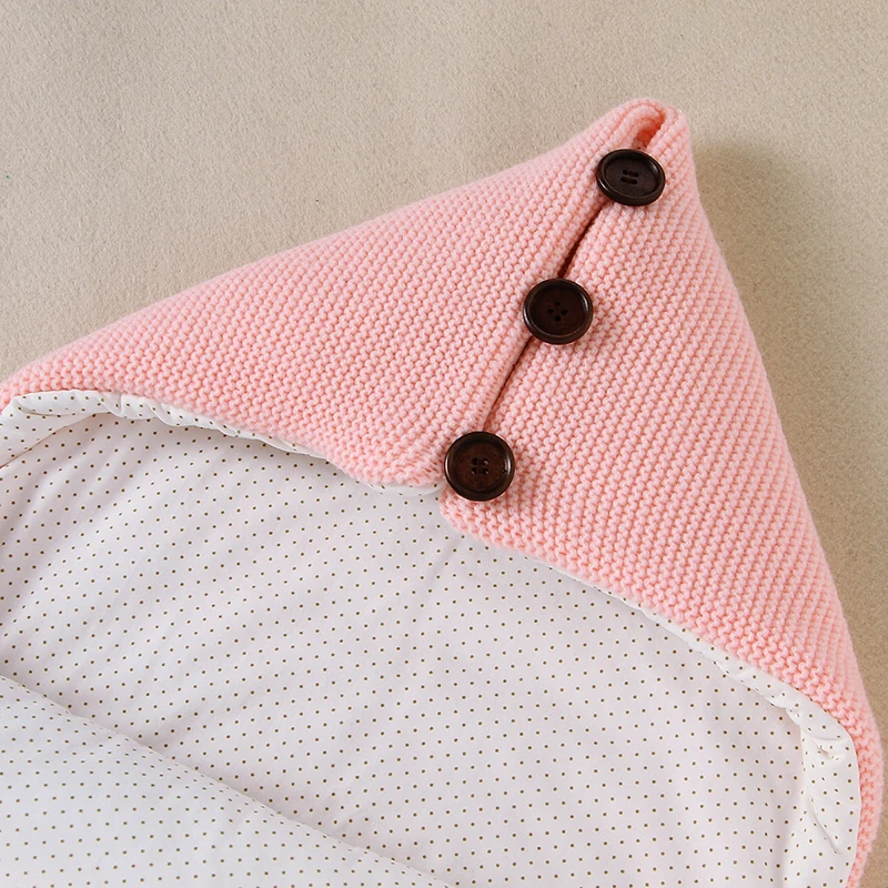 
Newborn Baby Warm Hooded Sleeping Bags Infant Button Knit Sleeping Bags Winter 