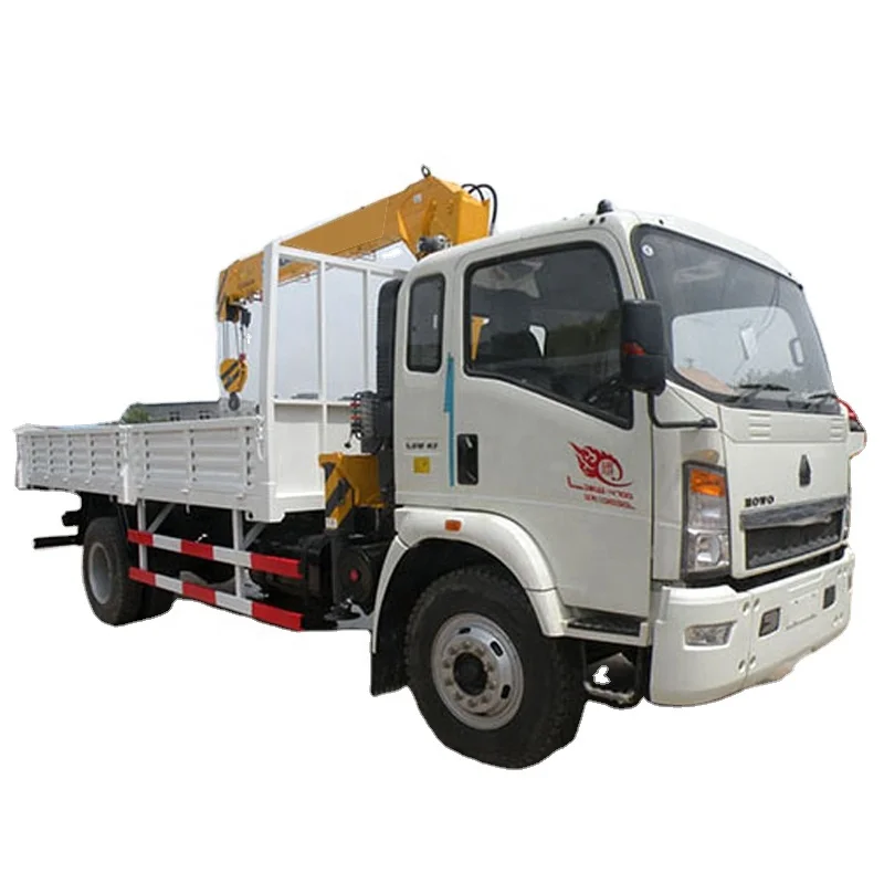 Hot Sale SINO TRUCK HOWO 4x2 6 wheeler 300hp 7ton Truck Mounted Folding Arm Crane for sale