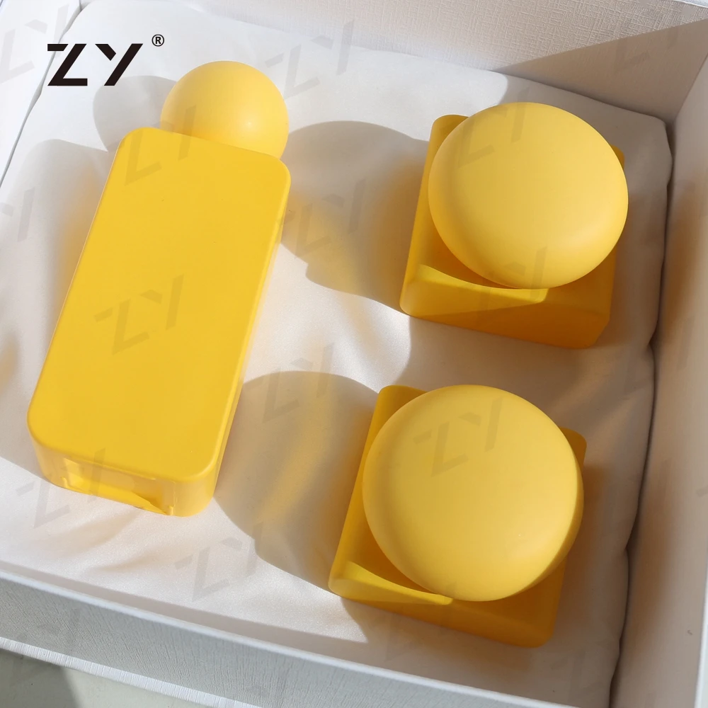 Yellow Screen Print Cosmetic Glass Jar Cosmetic Glass Jar 120Ml Glass Bottles And Jars For Cosmetics