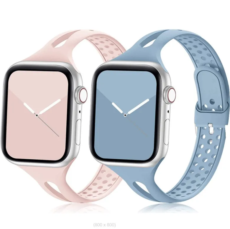 For Apple Watch iWatch Narrow Slim Style Breathable Silicone Mesh Holes Band Strap