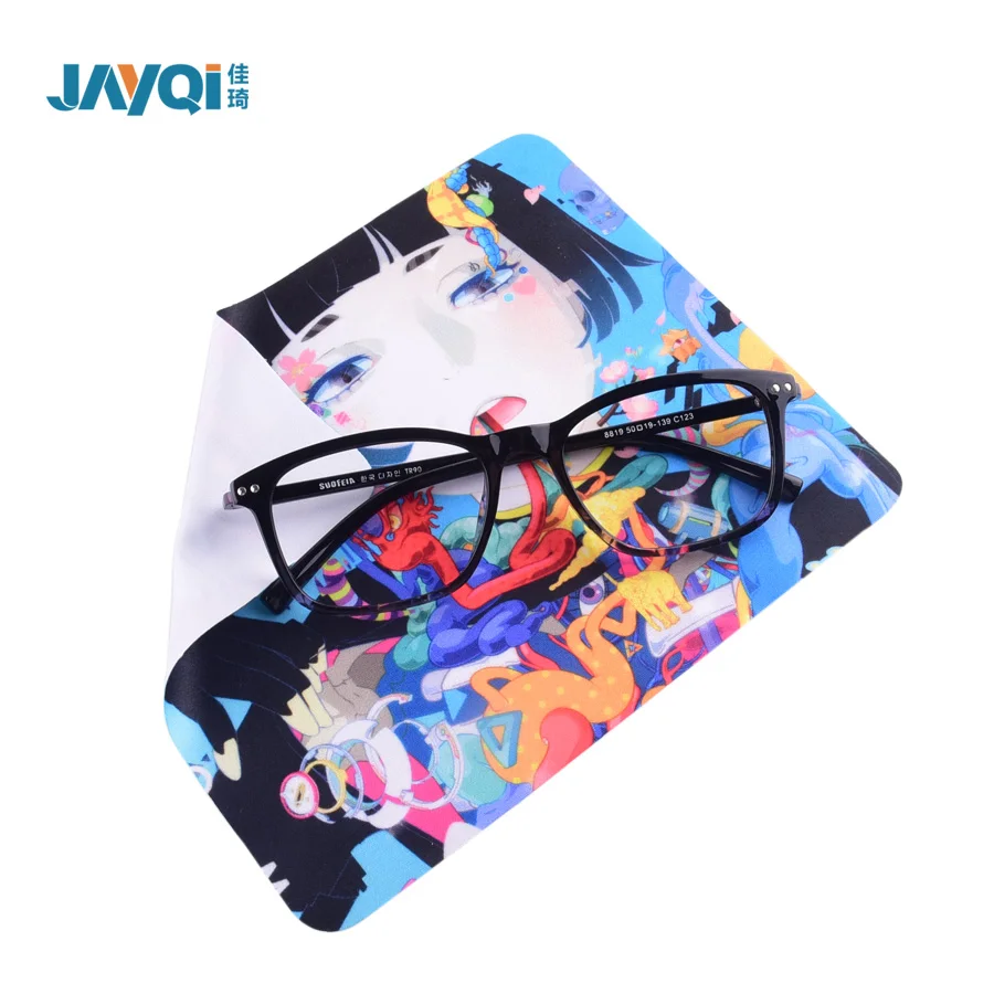 JAYQI Popular Microfiber Rpet Sunglasses Clean Cloth Eco Customized Logo 15*18cm Eye Glasses Lens Cleaning Cloth