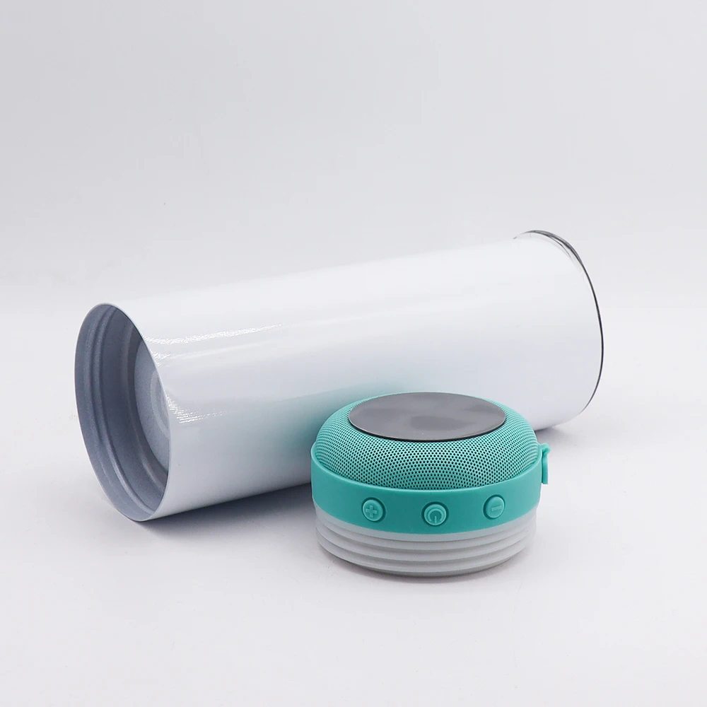 usa warehouse stocked white stainless steel straight wireless usb charger 20oz sublimation speaker tumbler