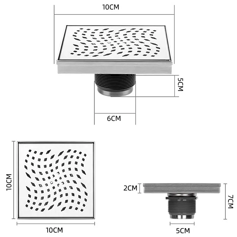 Stainless steel floor drain square detachable filter