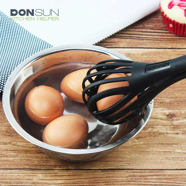 11 inch Nylon Egg Whisk 2 in 1 Egg Beater Kitchen Whisk Food Tongs