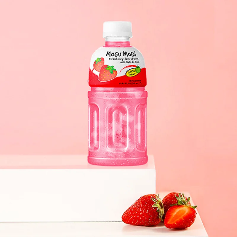 Exotic drinks Thailand MoguMogu Juice Coconut Pulp Drink Peach Grape Flavor Soft Drink  Bottled Water