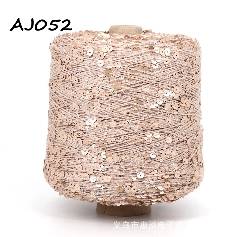 Wholesale 500g Hand Knitting Fancy Cotton Sequin Yarn 3MM+6MM Sequin Knitting Yarn